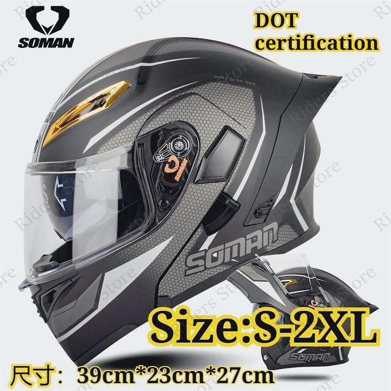 

Men Motorcycle Helmet Dual Lens Flip Up Helmets Vintage Retro Full Face Moto Helmet Double Lens Modular Helm DOT Approved