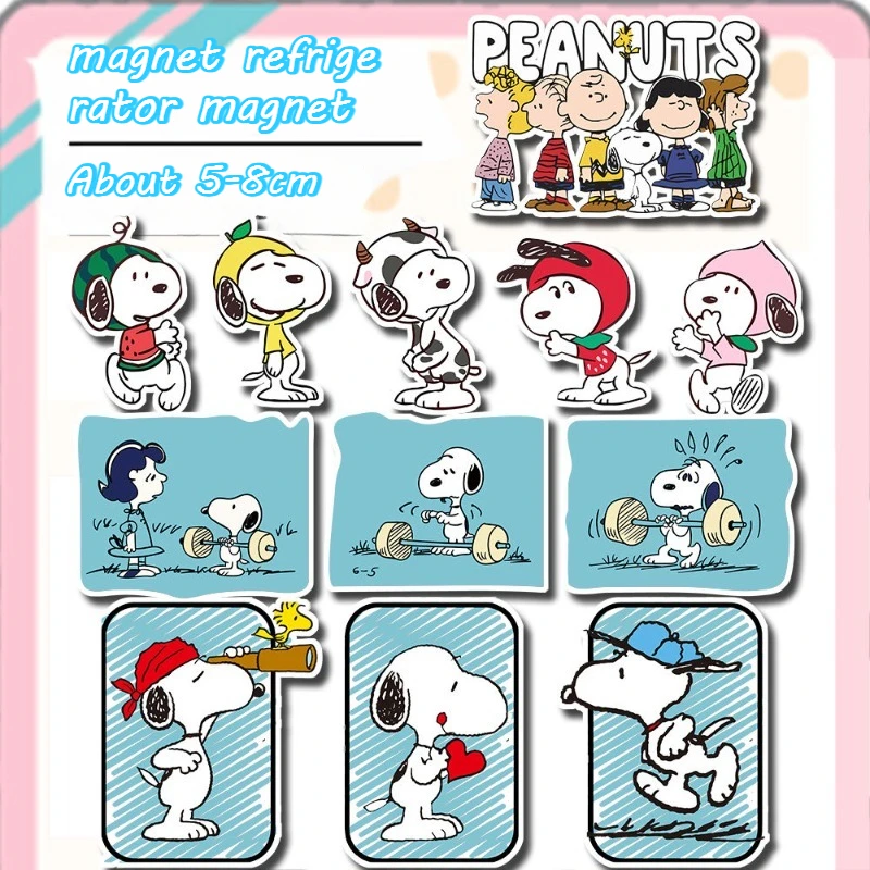 Snoopy Woodstock Charlie Brown Creative Anime Movie Cute Refrigerator Magnet Personalized Cartoon Kawaii Room Decoration Magnet