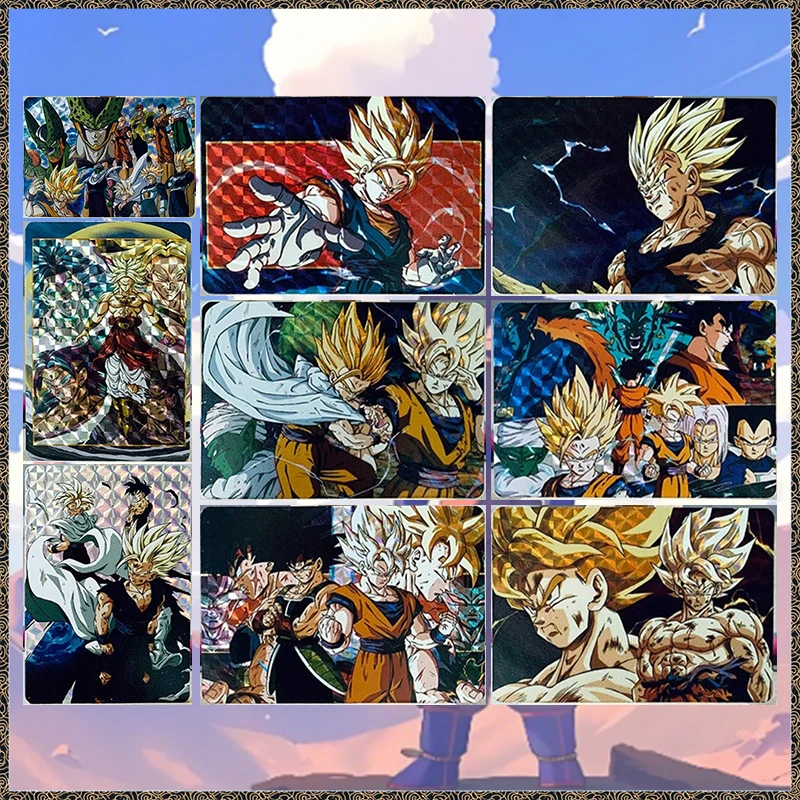 Anime Dragon Ball DIY ACG Goku Broli Son Gohan Cell Piccolo Vegeta Yonsei Foil Fighting Game Collectible Cards Birthday Toy Gift