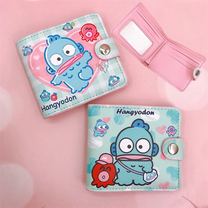 

Hello Kitty Cute Wallet Cartoon Printed Sanrio Clutch Case Folded Purse Leather Wallet with Button Card Bag Melody Card Holder
