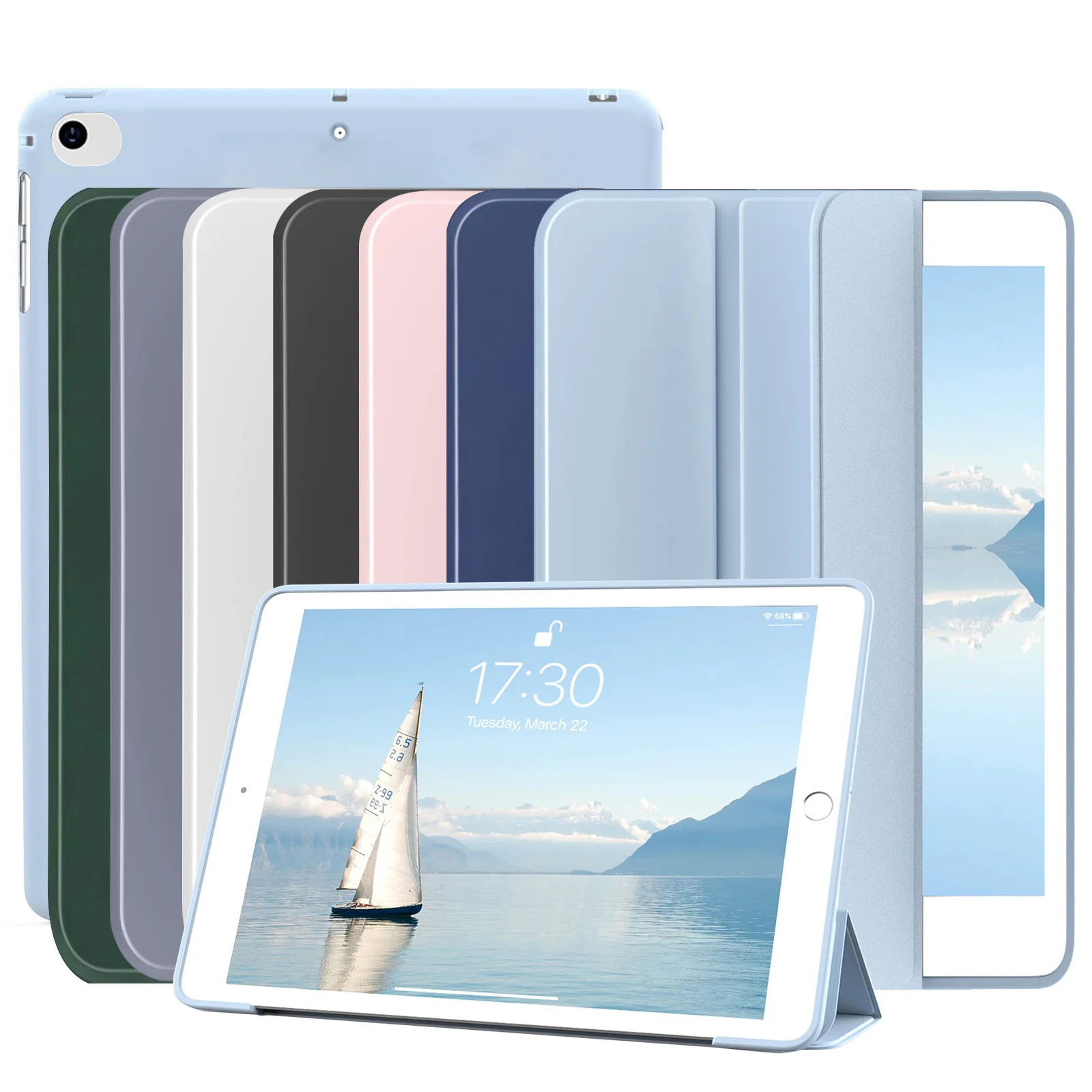 For iPad 9.7 5th/6th/Air1/Air2 Soft Silicone Case,For Apple iPad 9.7 2017 2018 PU Leather Flip Smart Cover For iPad Air 9.7 2013