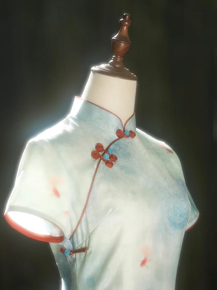 

Jiangnan Furoi Ele Summer Thin New Chinese Sle Fre Gentle Young Girl Dr Daily ort Sve Long Qipao