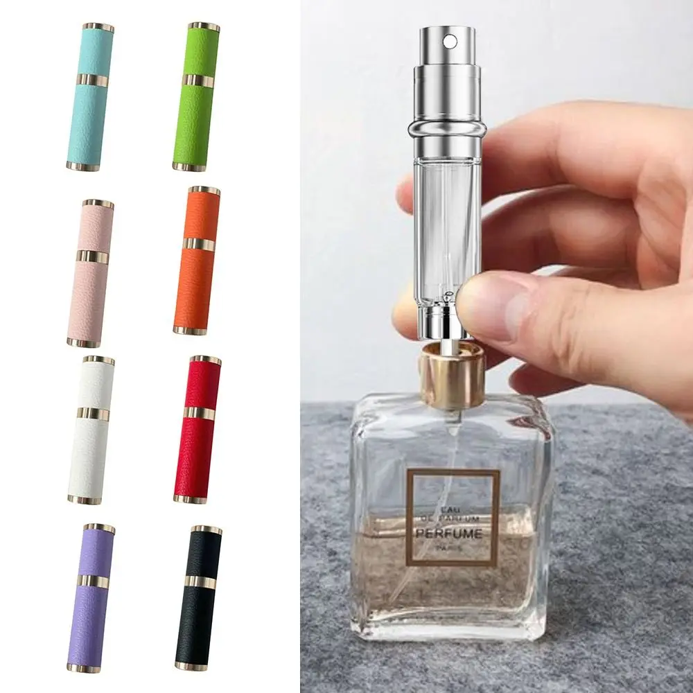 

PU Leather Perfume Bottle 5ml Lychee Pattern Spray Bottle Empty Bottom Filling Ultra-fine Mist Fragrance Container for Woman