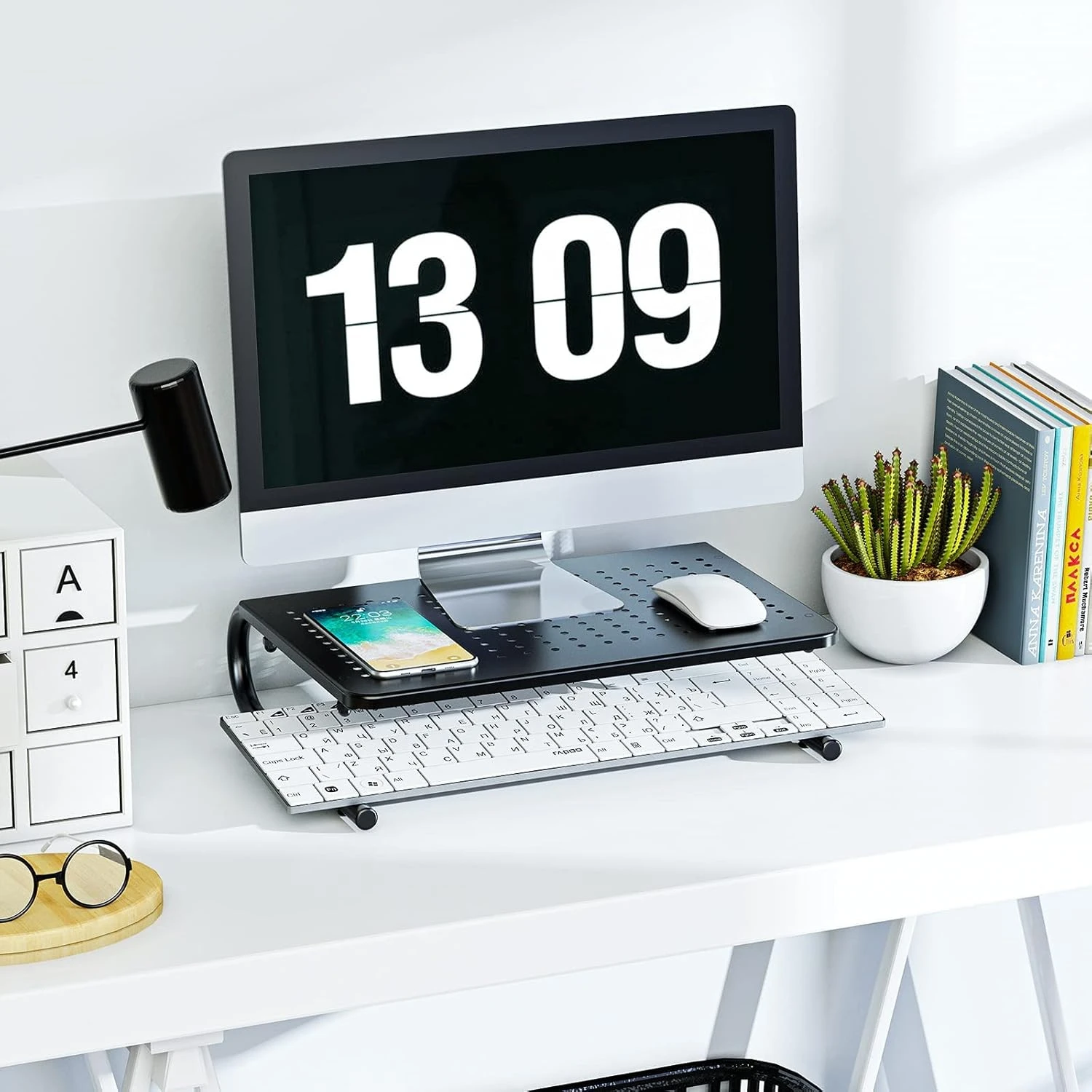 

Stylish and Functional Premium Metal Ventilated Monitor Stand Riser for Laptop, Screen, Printer - Elevated Laptop Shelf and Moni