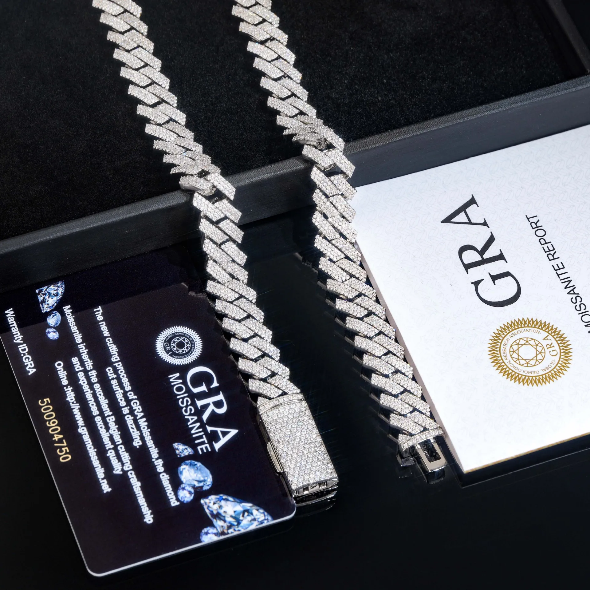 12mm 3 Rows Moissanite Iced Ou - Cuban Link Chain 12Mm recension och pris