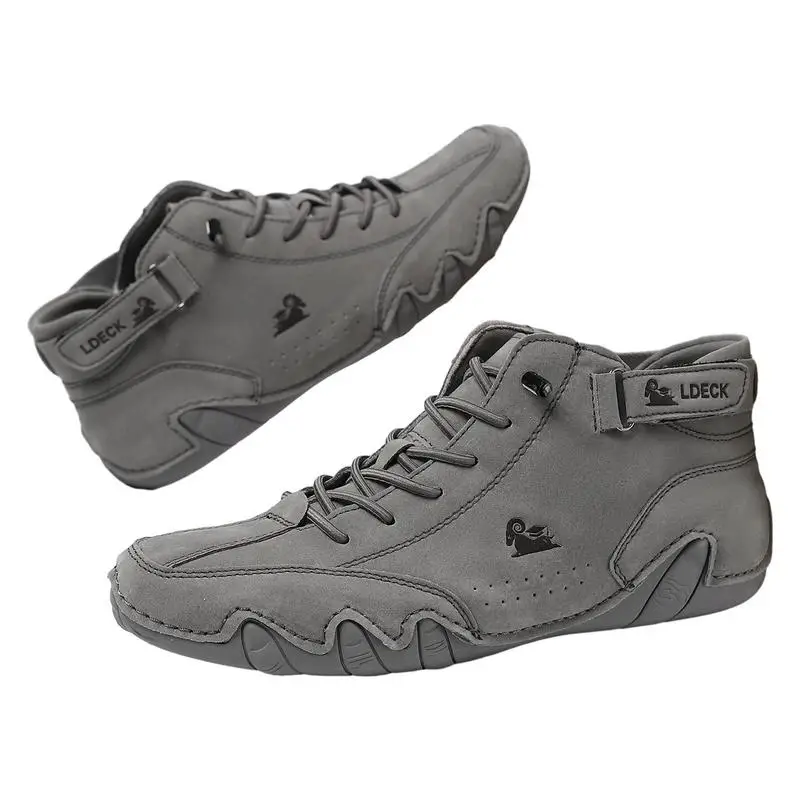 Zapatos informales de cuero para hombre, zapatillas impermeables para motocicleta, botines de marca italiana, 2023