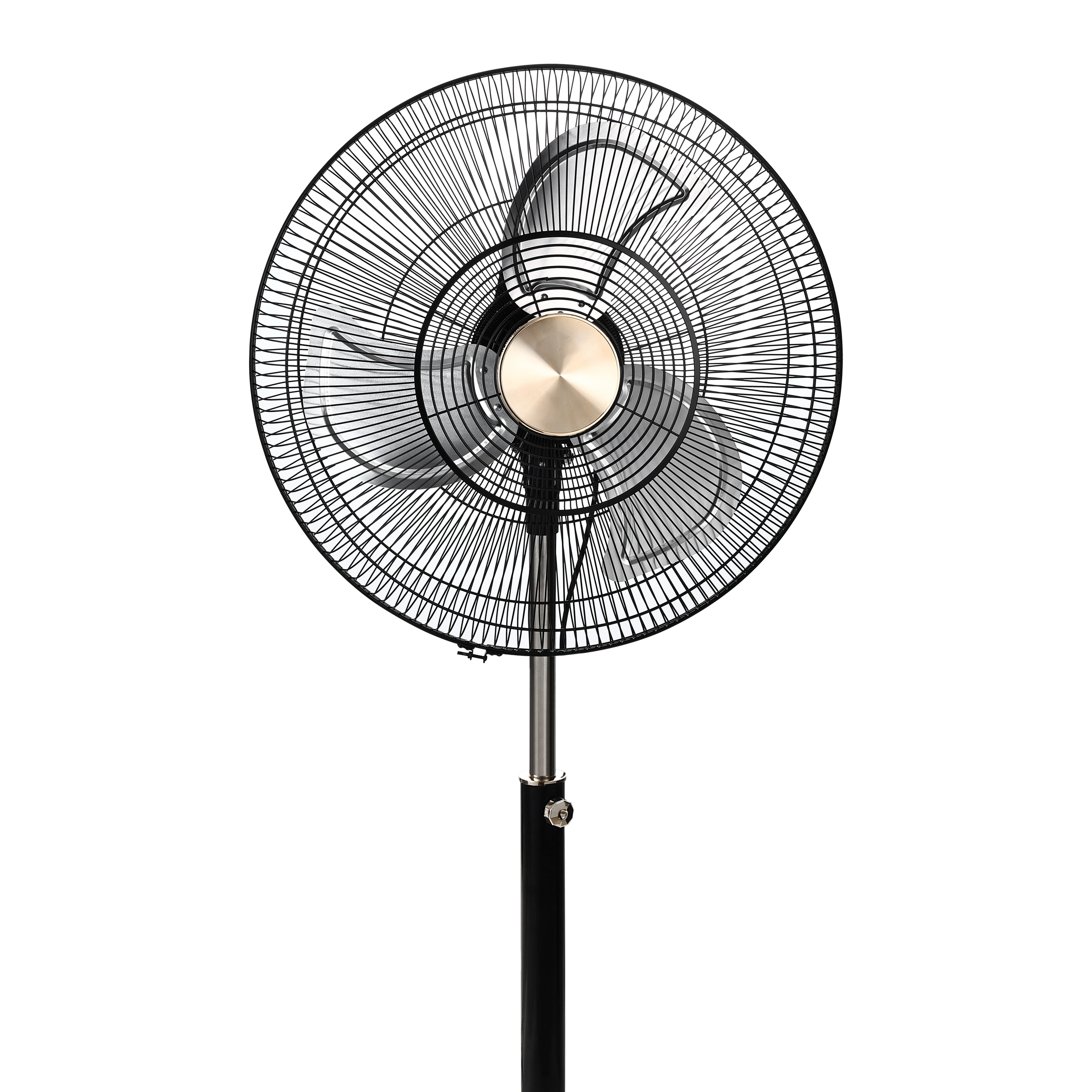 Ventilador de piso comercial de 18/20 pulgadas con fuente eléctrica de instalación de pedestal de metal de tres aspas para hogares y hoteles