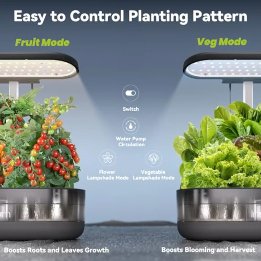 Indoor hydroponics growing system Premium adjustable herb kit transparent black ABS 4.2L pump