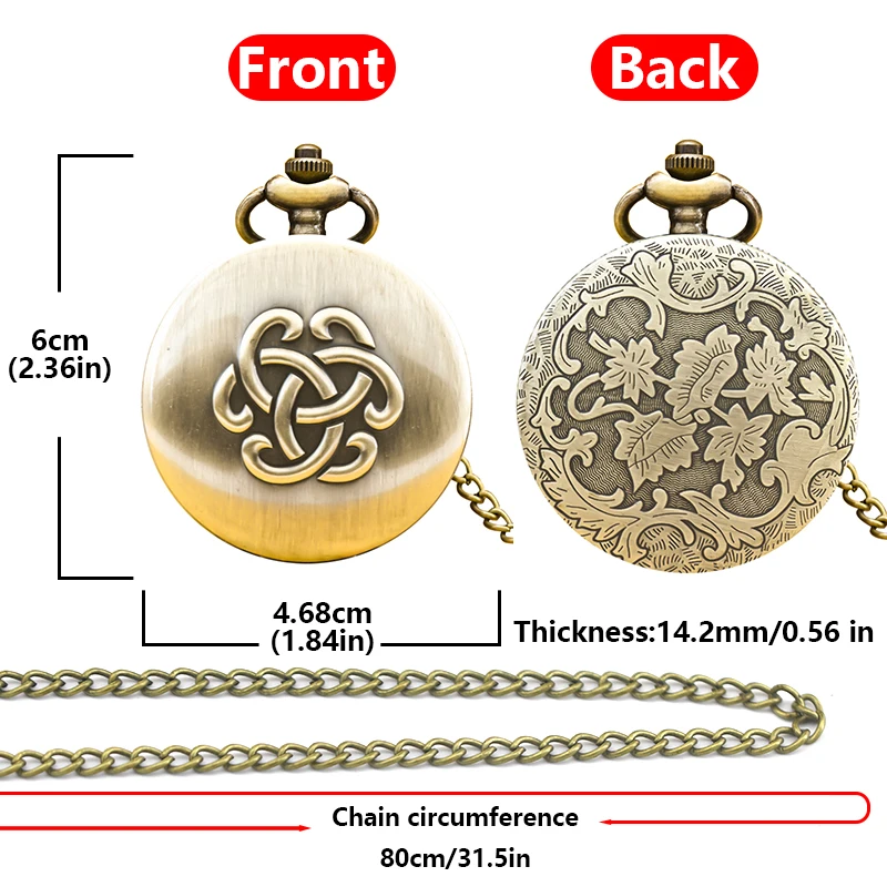 Retro Bronze Steampunk Flip-Top นักเรียนชายและหญิงของขวัญสร้อยคอควอตซ์ Celtic Knot นาฬิกาพ็อกเก็ตที่ระลึก
