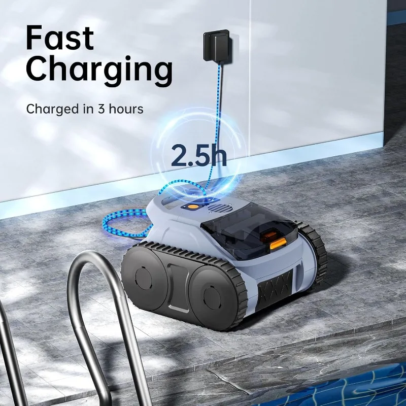 Новый пылесос для бассейна 2025 года для надземных и подземных бассейнов. Беспроводной роботизированный очиститель бассейна. Время работы 185 минут, светодиодный индикатор, самостоятельная подготовка.