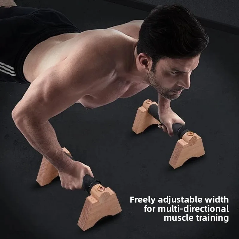 Thickened Solid Wood Inverted Push-Up Stands, Portable Fitness Gear for Strength Training Exercise，Fitness & Body Building