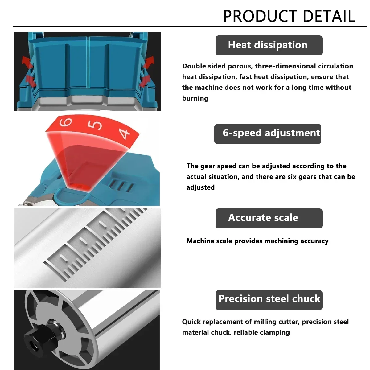 

Brushless Rechargeable Electric Hand Trimmer Cordless Wood Router Woodworking Engraving Slotting for Makita 18V Battery