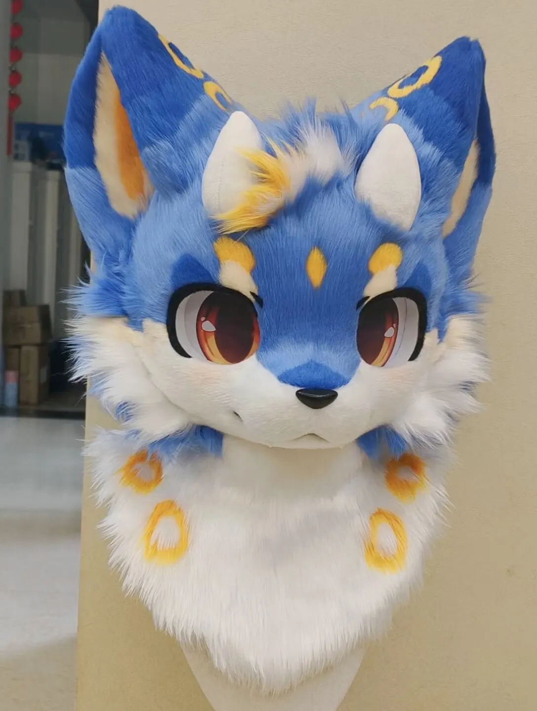 Handmade Furry Fursuit Fox Head Partial Mascot Head With Soft Plush Fur for Cosplay Party Stage Performance