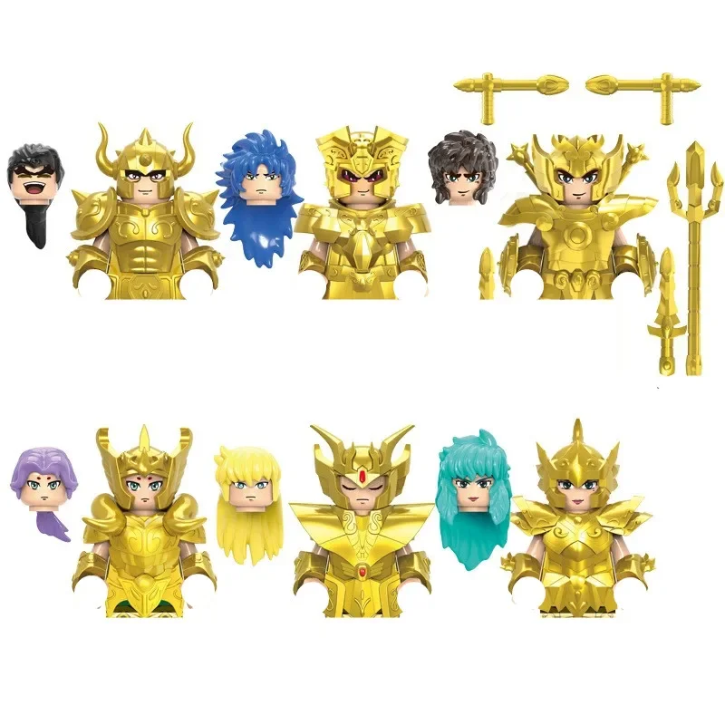 Hot Kids Toys Anime Saint Warrior Building Blocks 3D Gold Warrior Mini Action Figures Athena Seiya Toys For Children‘s Day Gifts