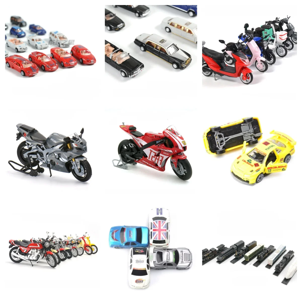 4D Car Model Limousines Deluxe Car Motorcycle Electric Vehicles Train Rally Plastic Assemble Puzzle Assembly Toy for Collection