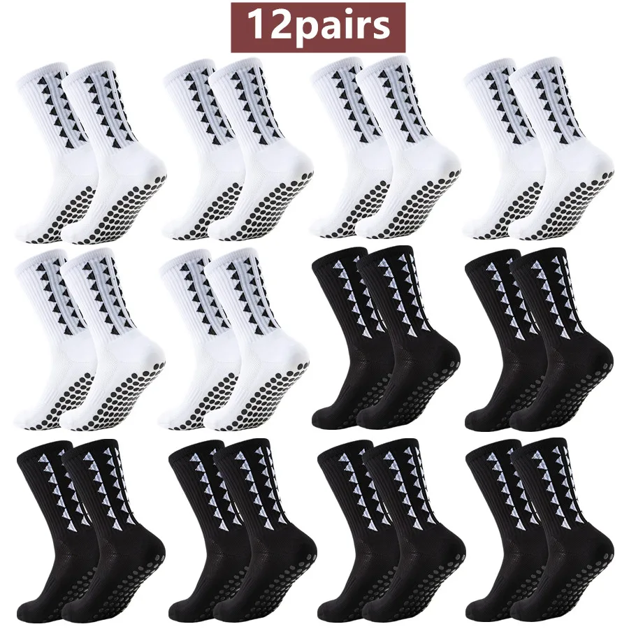 

12pairs Towel Bottom Non Slip Grip Athletic Socks Men Women Breathable Shockproof Professional Rugby Cycling Running Sport Socks