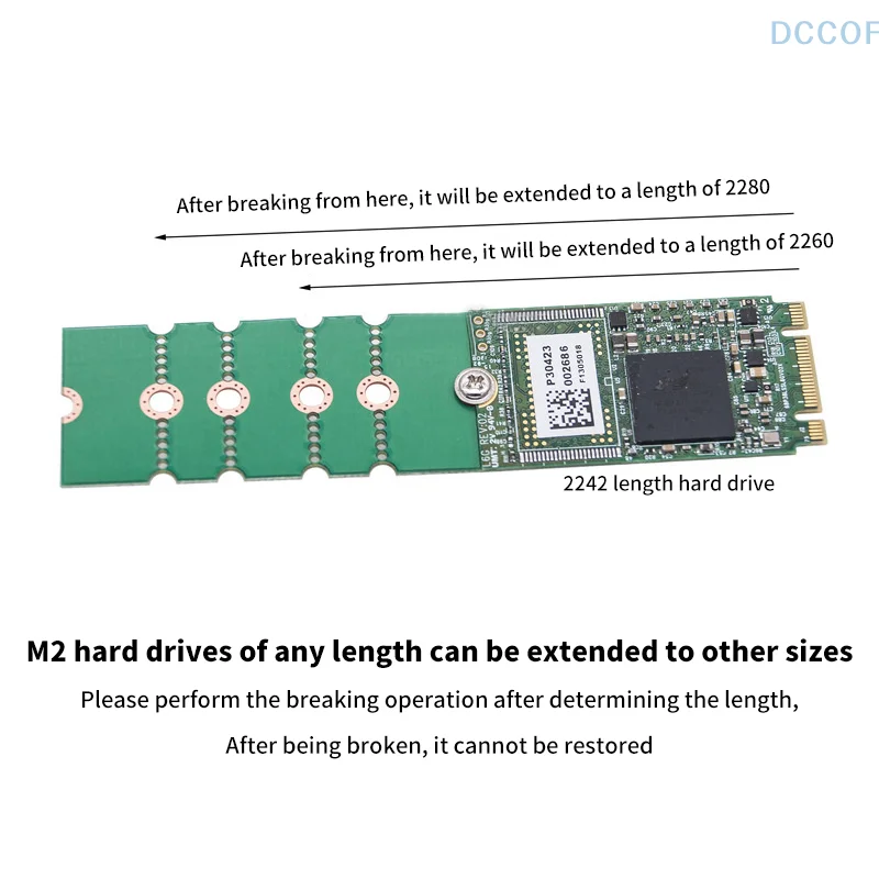 M.2 NGFF SSD Extend Board Adapter Hard Disk SSD Riser Card 2230 2242 2260 To 2280 Transfer Convert For Laptop SSD To Desktop