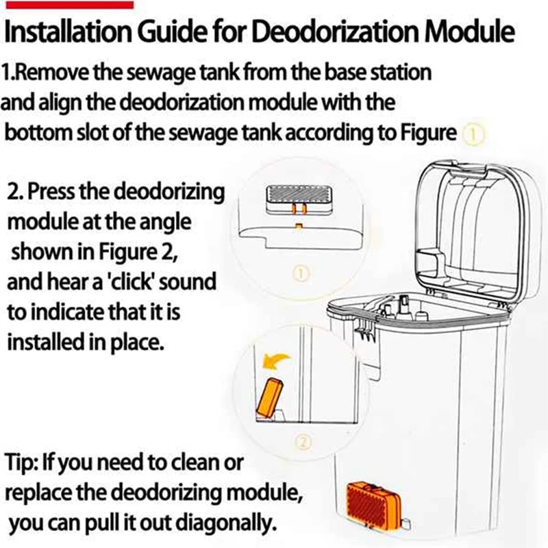 -A14E 2 قطعة وحدة إزالة الروائح الكريهة الفضية لأجزاء المكنسة الكهربائية Dreame X40 المحسنة/X40pro Plus/X40pro Ultra/X50 PRO Ultra