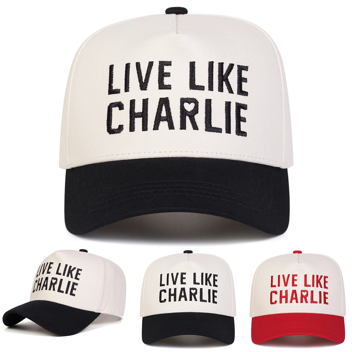 Unisex LIVE LIKE CHARLIE Letter Embroidery Baseball Caps Spring Autumn Outdoor Adjustable Casual Hats Sunscreen Hat Sports Cap