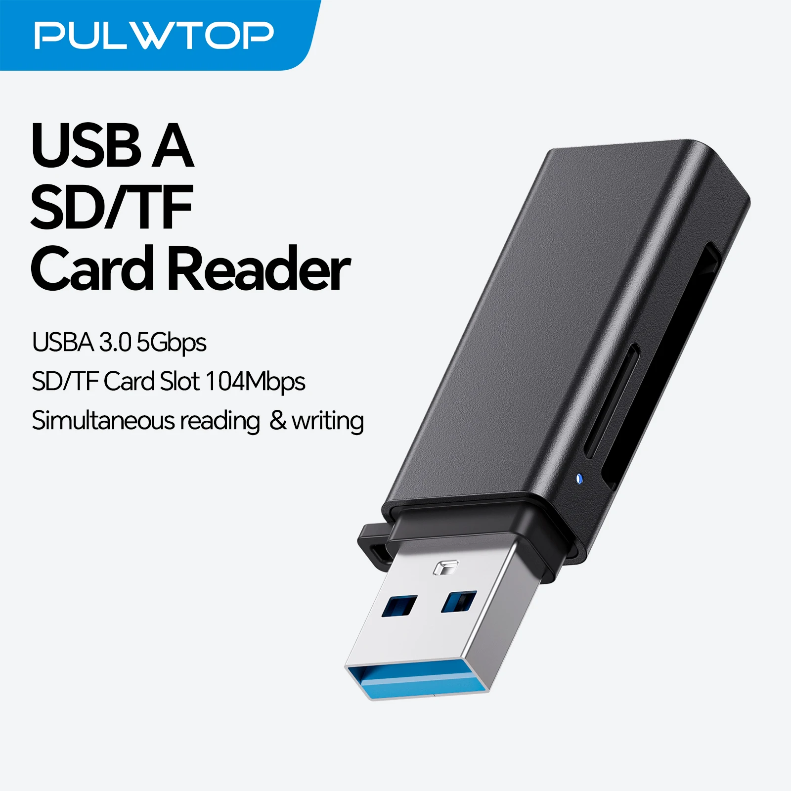 PULWTOP USB SD Card Reader, USB 3.0 Memory Card Reader for SD/Micro SD/UHS-I/SDXC/SDHC/TF, Compatible with Windows and Mac OS