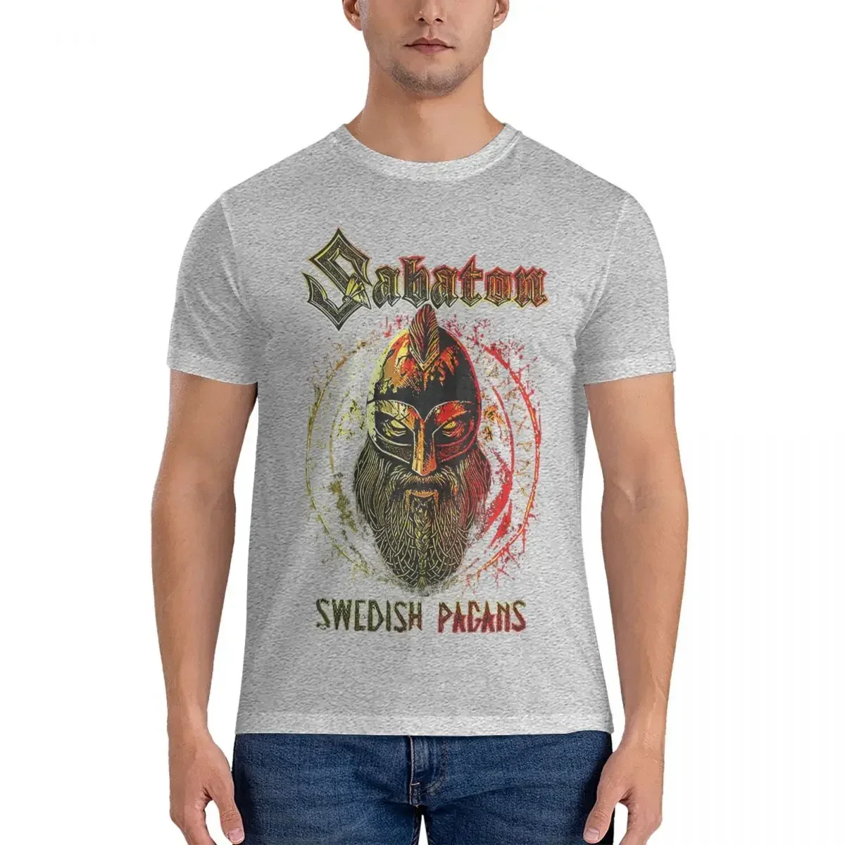 New fashion heavyweight Men's Swedish Pagan S-SABATONS Band Cotton Clothes Crazy Short Sleeve Crewneck Tee Shirt Unique T-Shirt