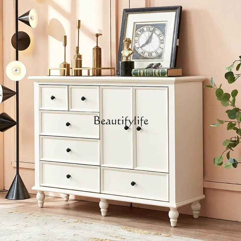 American chest, bedroom storage, white chest of drawers, solid wood drawers, simple and modern