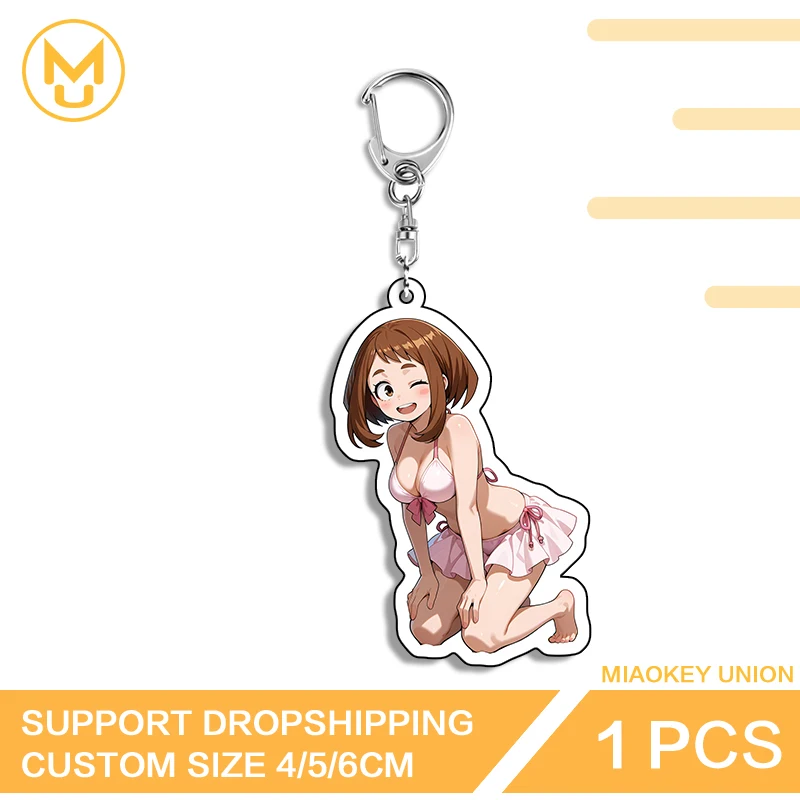 Uraraka Ochako Kneel Posture Keyring Alluring Bikini Waifu Portrait Accessories Pendant Exquisite Lightweight Bag Ornament