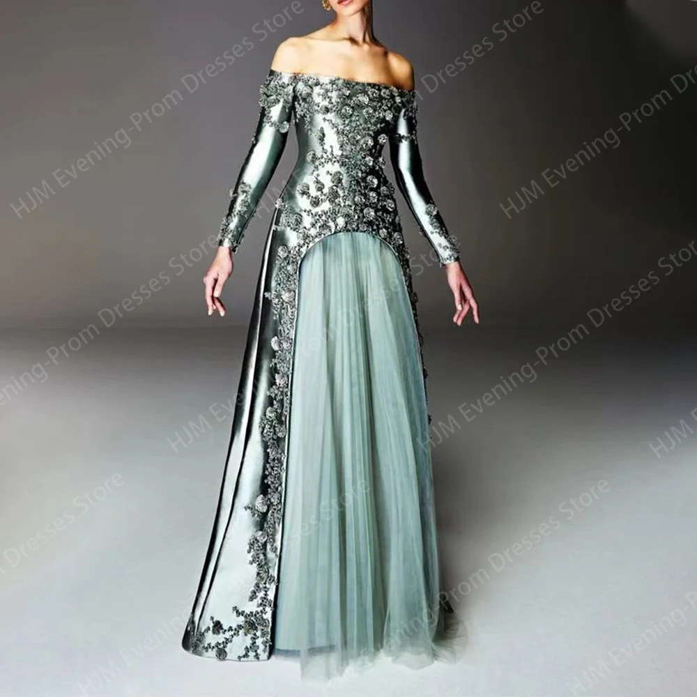 

Elegant Long Flowers Evening Dresses for Women Satin Floor-Length A-Line Prom Party Wedding Special Events Gala Dress 2024