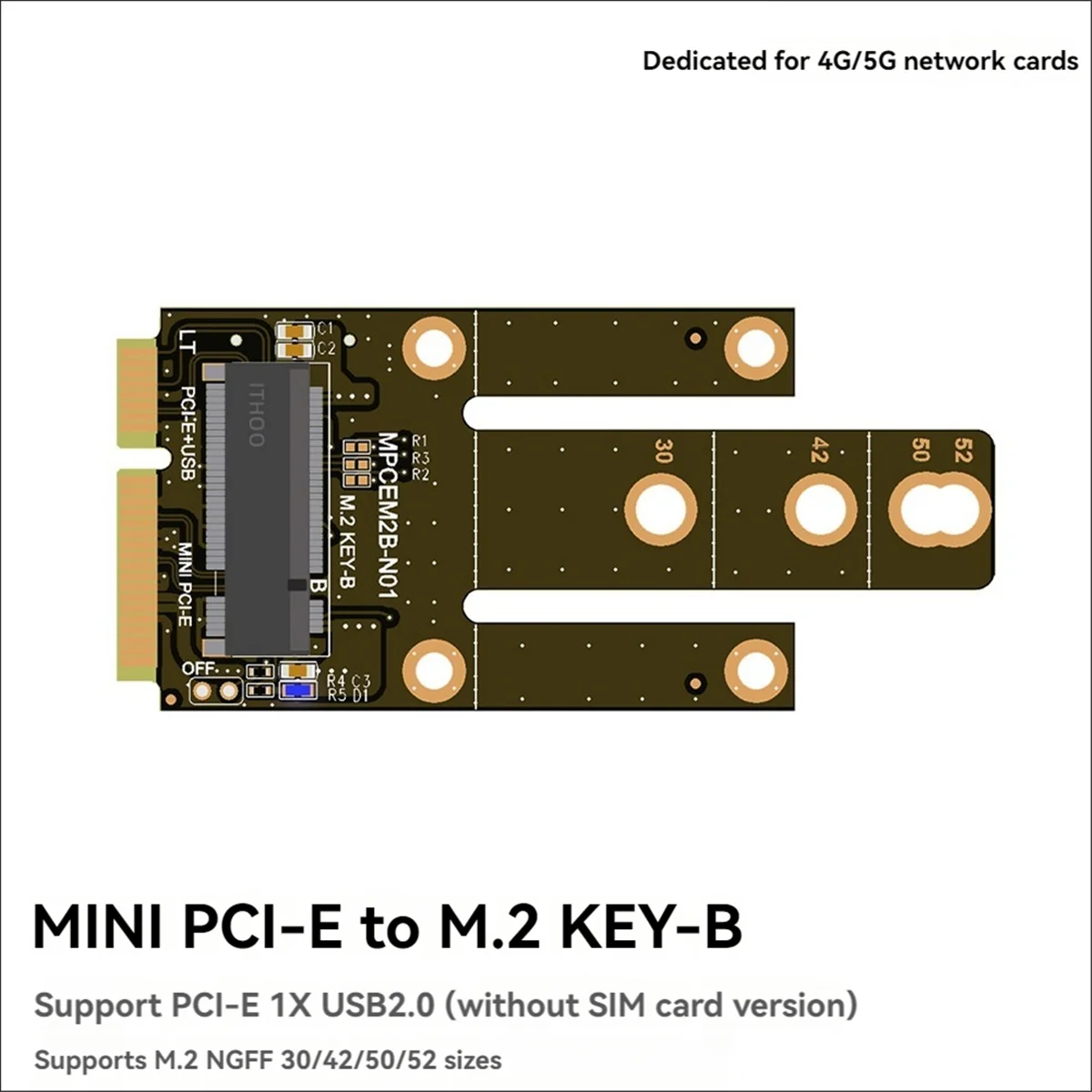 New Adapter Card MPCIE to KEY-B Expansion Slot MINIPCI-E to M.2 NGFF NIC Adapter Card WIFI Interface to M Adapter Card A
