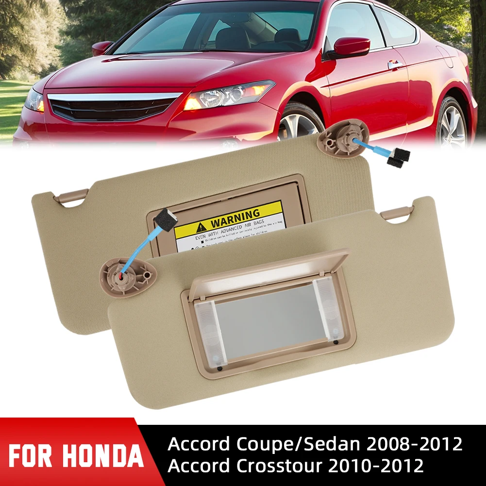 Beige Sunvisor Left Right Side Car Sun Visor Shade With Light For Honda Accord Coupe Sedan 2008-2012 2010 2011 83280-TA5-A51ZA