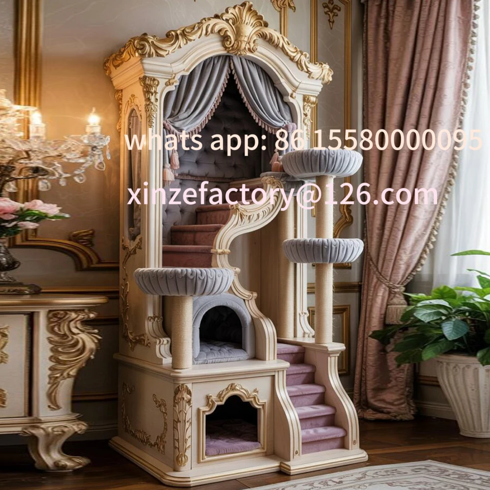 

Customizable wood indoor cat climbing cage