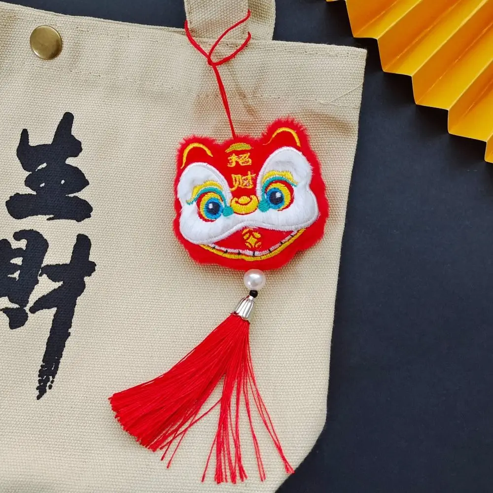 Chinese Style Lion Dance Tassels Pendant Awakened Lion Year of Horse New Year Zodiac Plush Doll Hanging Red