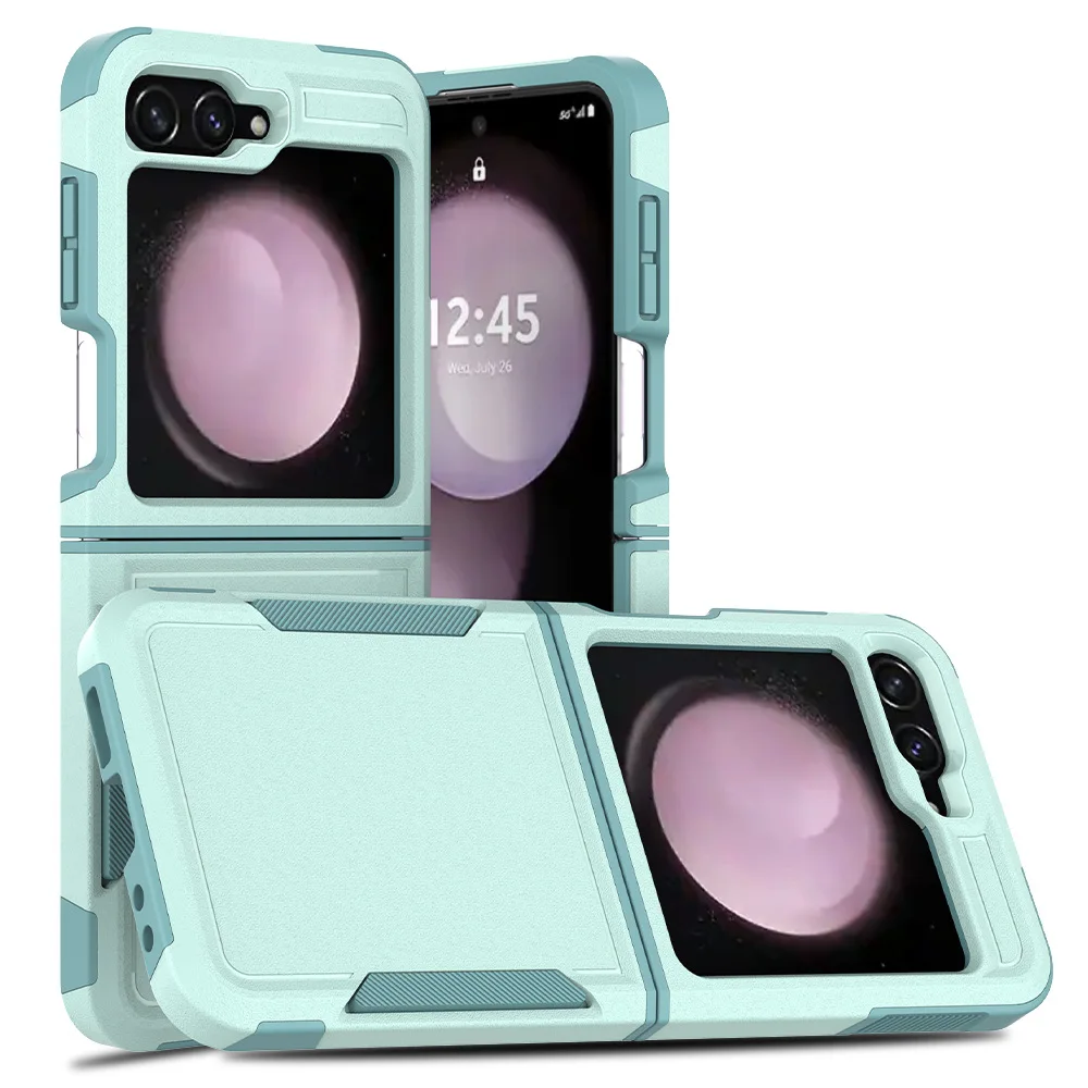 

10 шт. противоударный бронированный чехол с подставкой для Samsung Galaxy Z Flip 7 6 5 4 чехол-кошелек