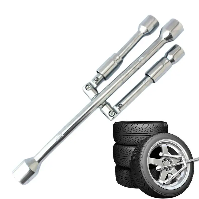 

Car 4-Way Lug Nut Wrench Foldable Multifunctional Cross Wrench Portable 14 Inch Tire Iron Lug Wrench Vehicle Tyres Accessories