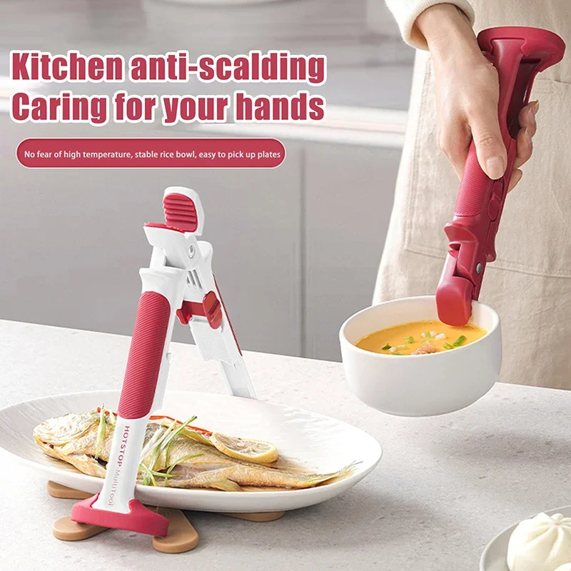 

2 In 1 New Anti Scald Bowl & Plate Dish Pot Holder Clip Holder Silicon Clamp Anti-hot Clip Lifter Kitchen Oven Accessories Tools