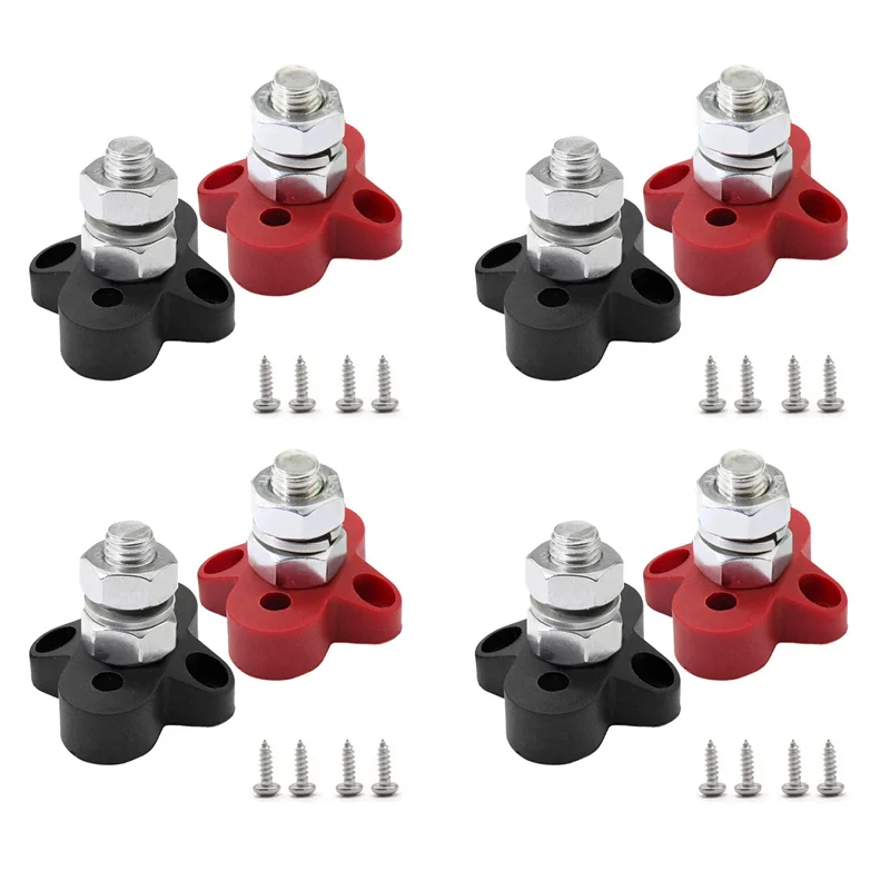 

AB41-8Pcs DC 48V 150A Шина M10 Клеммная колодка Шпильки Разъем для распределения питания аккумулятора Разъем шины для лодки на колесах