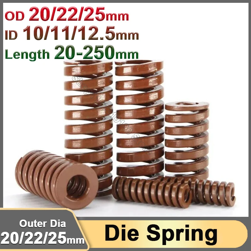 Brown Extremely Heavy Load Spiral Stamping Compression Mold Mould Die Springs OD 20 22 25mm Length 20 25 30 35 40 45 50 55-250mm