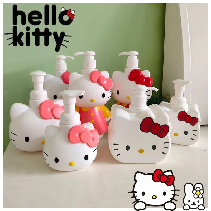 480ML Hello Kitty Soap Dispenser Bottle Bathroom Shower Gel Shampoo Sub-packing Pressure Bottle Portable Plastic Press Bottle