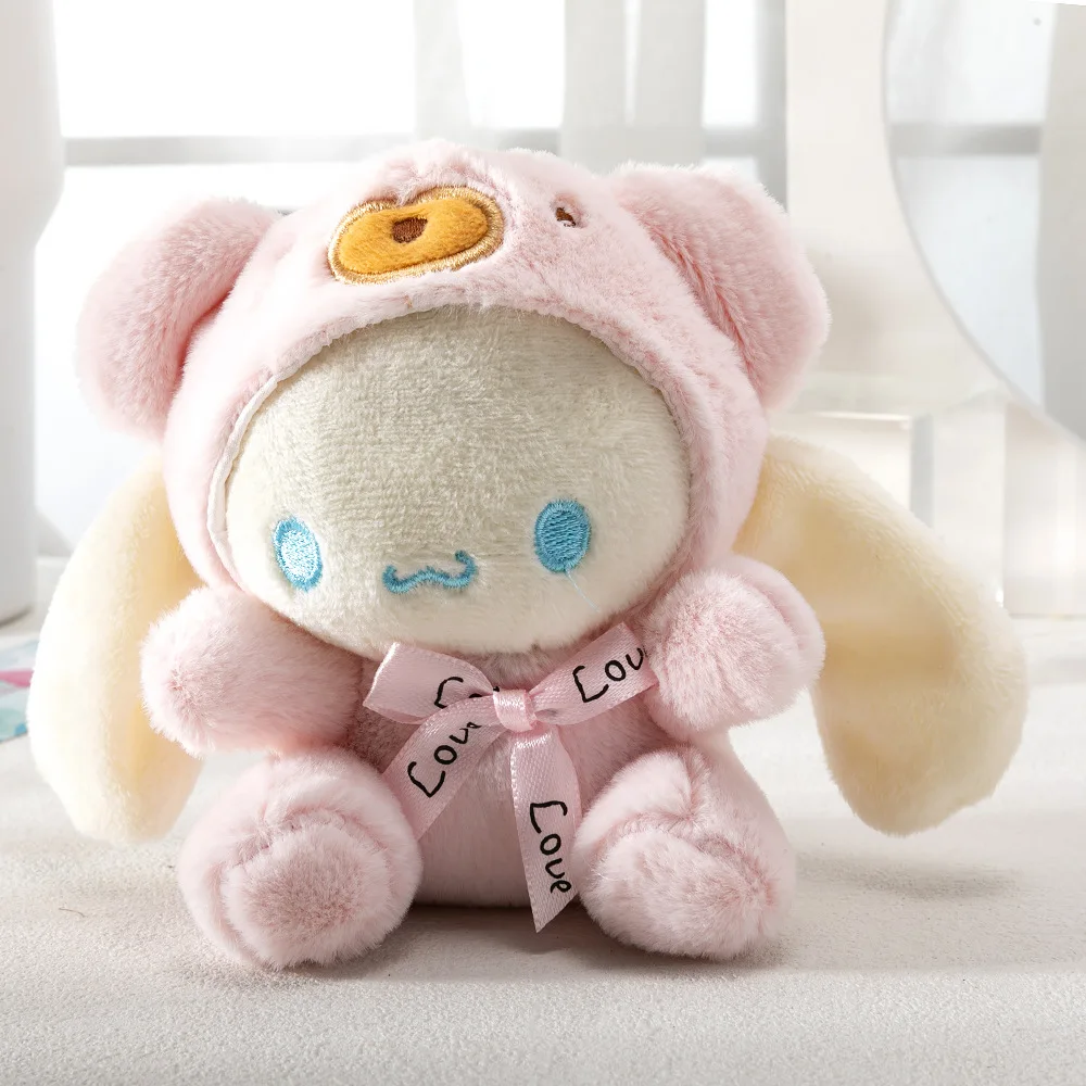 10pcs/lot Sanrio Bow Bear Hat Plush Toy Pendant 12cm Anime Melody Plush Doll Keychain Backpack Pendant for Girl Birthday Gift