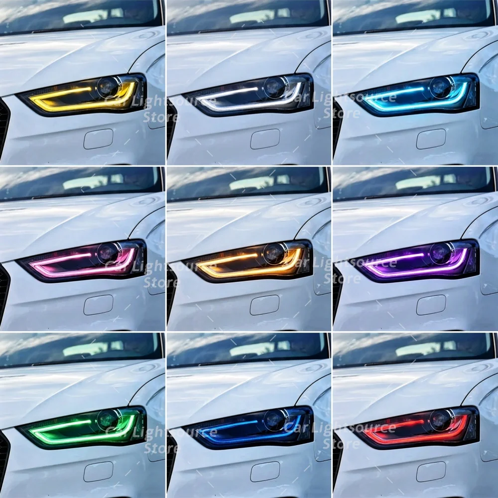 Yellow LED Angel Eye DRL Boards For Audi A4 S4 B8 2013-2016 Xenon Headlight Daytime Running Light Chips Module Upgrade Blue Red