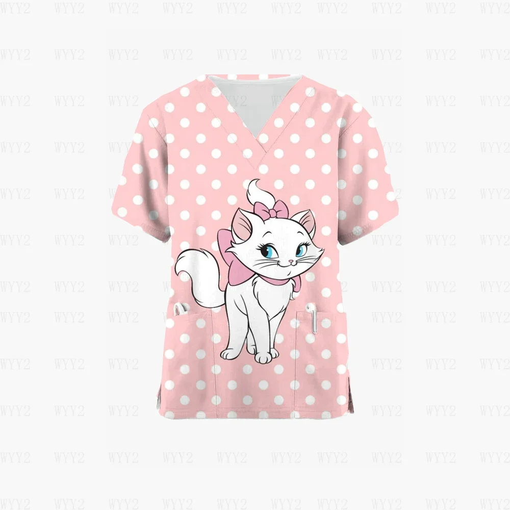 Disney-Mulheres V Neck Pet Grooming Agência Scrub Tops, Médico Cobre Roupas, Uniforme Spa, Alta Qualidade