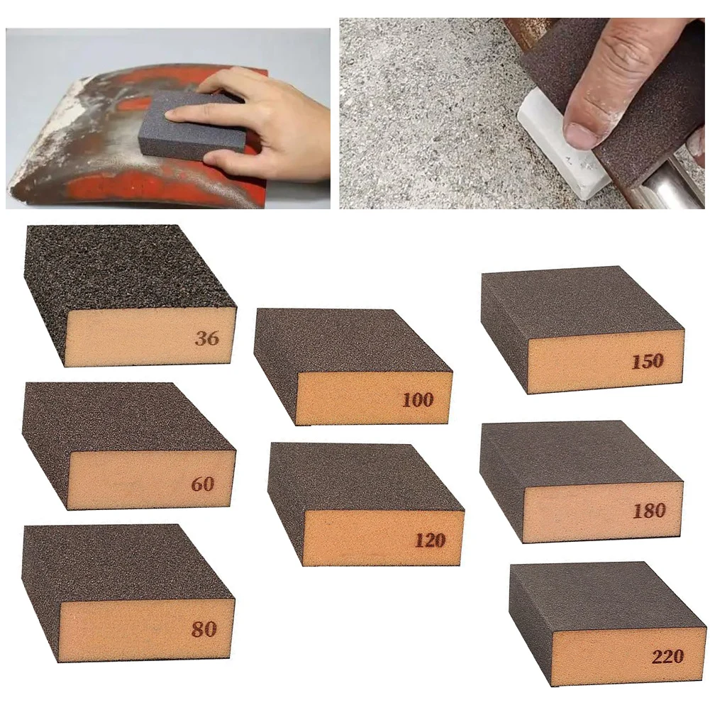 1 Pcs Sanding Sponge  Blocks Grit 36-220 Wall Grinding Sponge  Sand Block Sandpaper Polished  Sanding Disc For Metal  Polishing