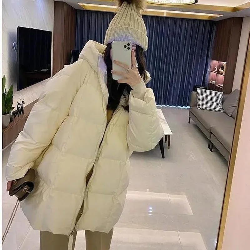 Chaqueta acolchada de plumón para mujer, nueva versión coreana y2k de perfil trasero de tortuga holgada, Chaqueta de traje de pan de longitud media