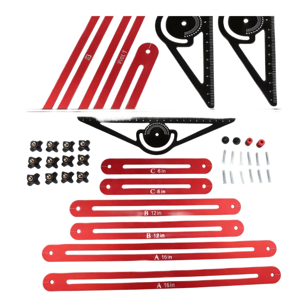 Adjustable Stops Measuring Jig 4mm Thickness CNC Anodized Finish Electroplated Markings 16 Inches To 60.1 Inches