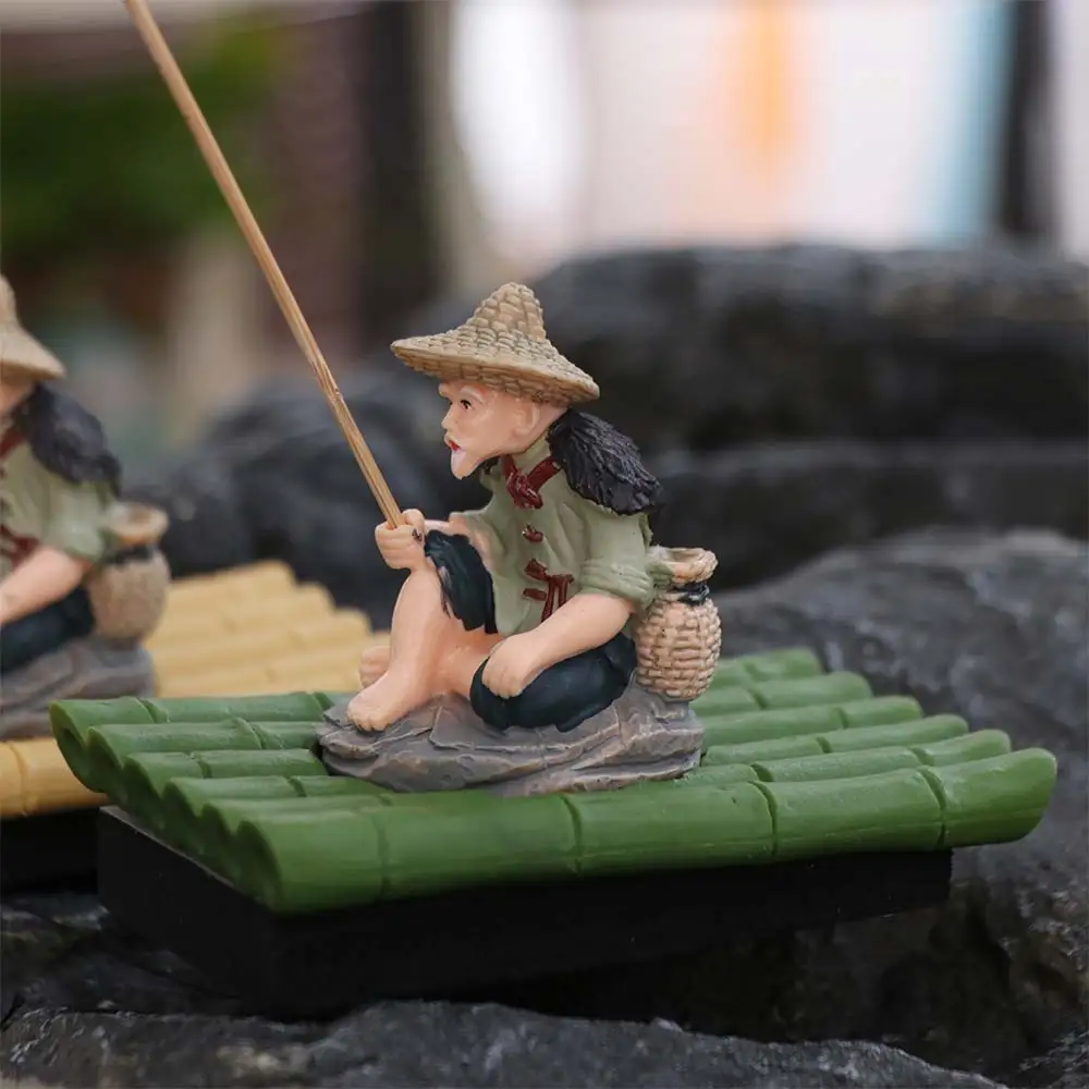 

Realistic Fisherman Figurine Miniature Resin Fish Tank Decorations Auto-Floating Handmade Aquarium Decor Office