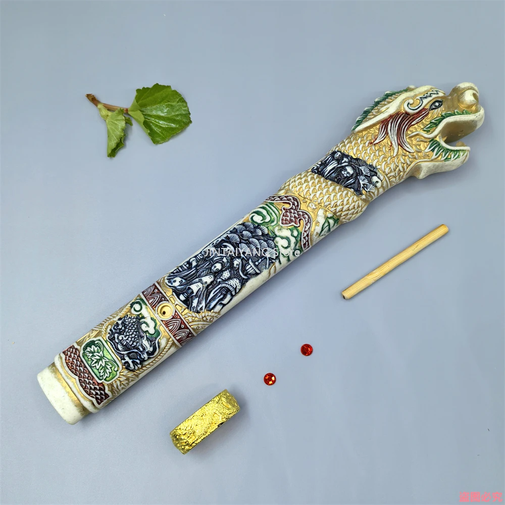 30CM Carved Colorfully Open Dragon Tsuka Handle Fuchi Fittings For Japaness Samurai Katana Sword Hilt Accessories