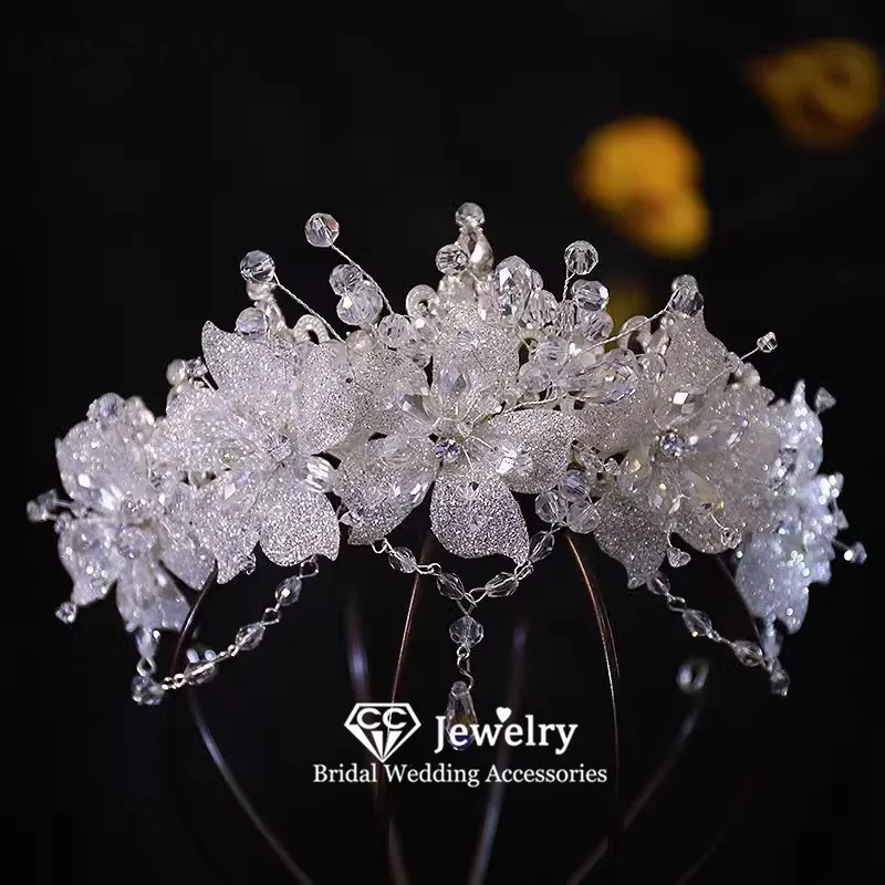 

CC Romantic Tiaras for Wedding Women Hair Accessories Bridal Headpiece Engagement Hairwear Crystal Pendant Luxury Coronets AN432