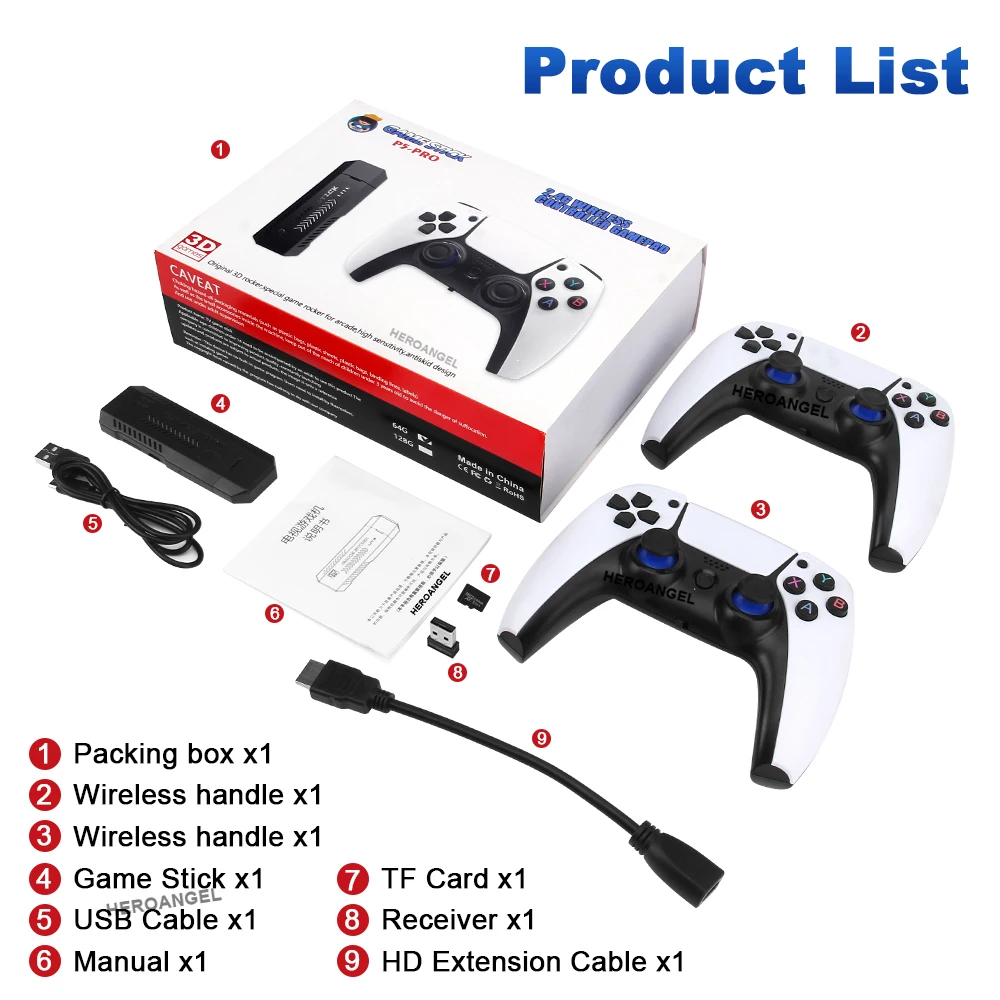 جديد P5-Pro 4K GameStick الرجعية لعبة فيديو وحدة التحكم 2.4 جرام اللاسلكية تحكم HDTV 64 جرام/128 جرام 30000/40000 ألعاب ل PSP/PS1/GBA/N64