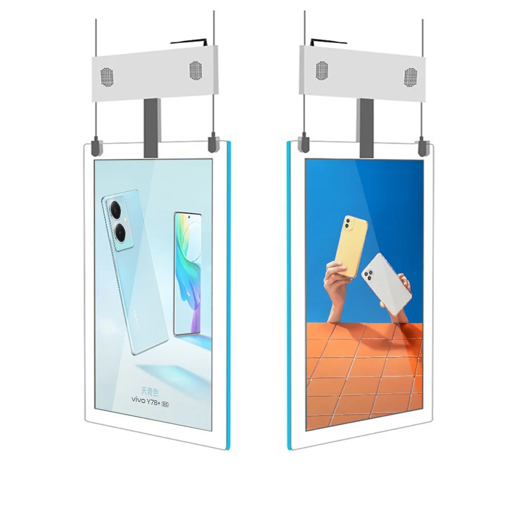 

Transparent Design 43 Inch Double Side Good HD Screen Smart Android Ads Player Window Hanging Lcd Digital Signage Display