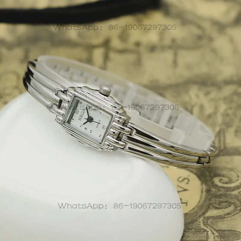 

Haida Rectangle Silver Bracelet Mini Retro Quartz Watch with Diamonds